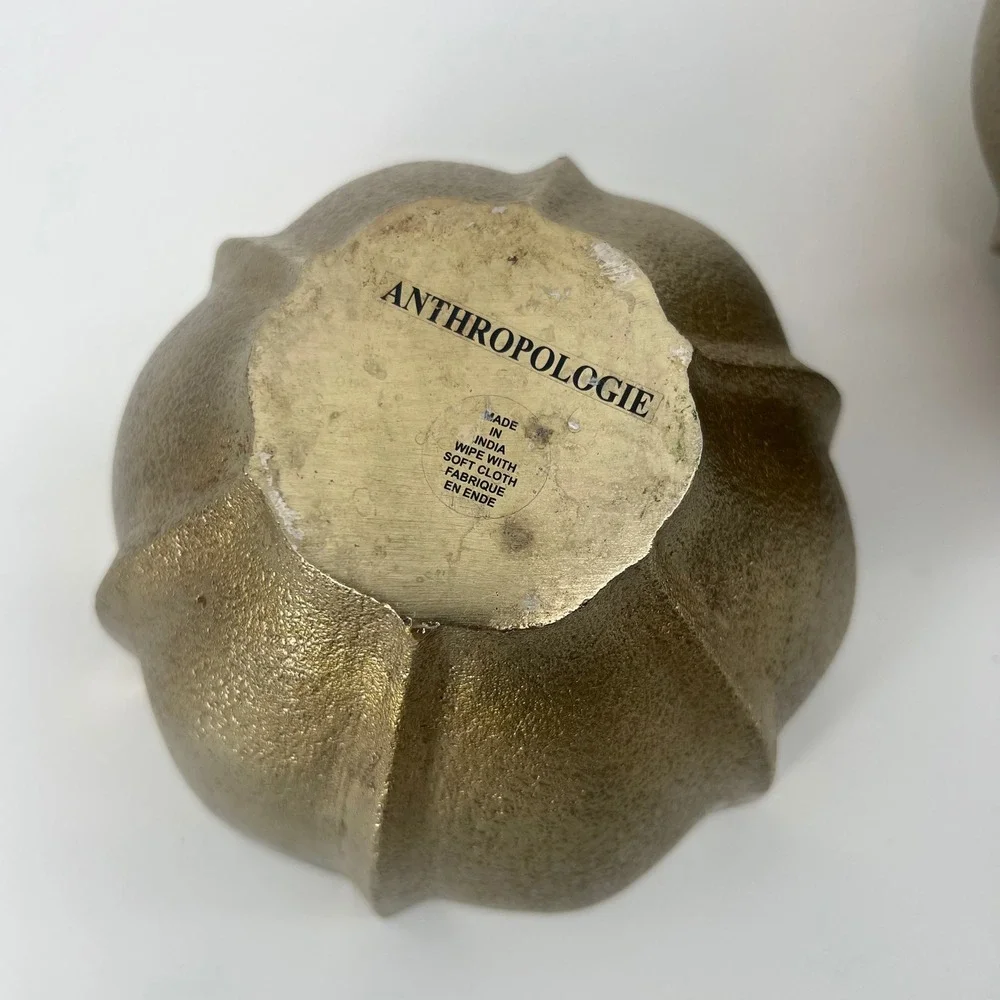 Anthropologie‎ Cava Cereal Bowl Gold Metallic Bowls Set of 4 Online Exclusive